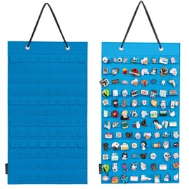 PACMAXI Hanging Brooch Pin Organizer, Display Pins Storage Case, Brooch Collection Storage Holder, Holds Up to 96 Pins.(Not Include Any Accessories) (Blue, Small)