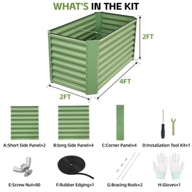 GoCampDirect 4x2x2ft Raised Garden Bed - Galvanized Deep Root Planter Boxes Outdoor with Wing Nuts and Safety Edges for Gardening Vegetables, Flowers, Herbs, Succulents - Olive Green