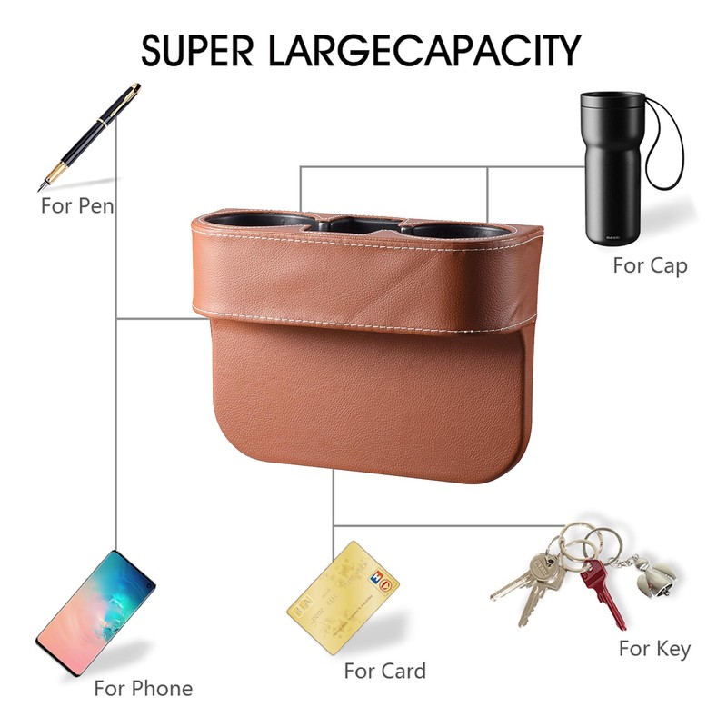 AuMoHall Brown Multifunctional Car Cup Holder Car Seat Organizer Gap