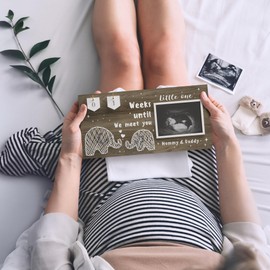 EURSET Baby Sonogram Picture Frame Countdown Weeks - Standard 4"x3" Ultrasound Photo - Pregnancy Announcements Ideas - Gender Reveal Baby-Shower Gift - New Mom Expecting Parents to Be Keepsake Gifts