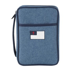 Christian Flag with Cross Denim Cotton Bible Cover with Handles Medium