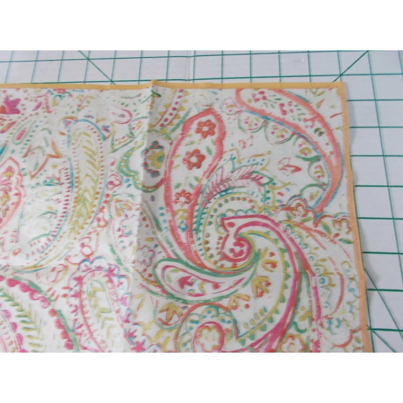 Caspari Two Decorative Luncheon Napkins for Decoupage "Painted Paisley Gold