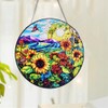 HOTIYOK Sunflower Garden Stained Glass Window Hanging, Round Flowers for