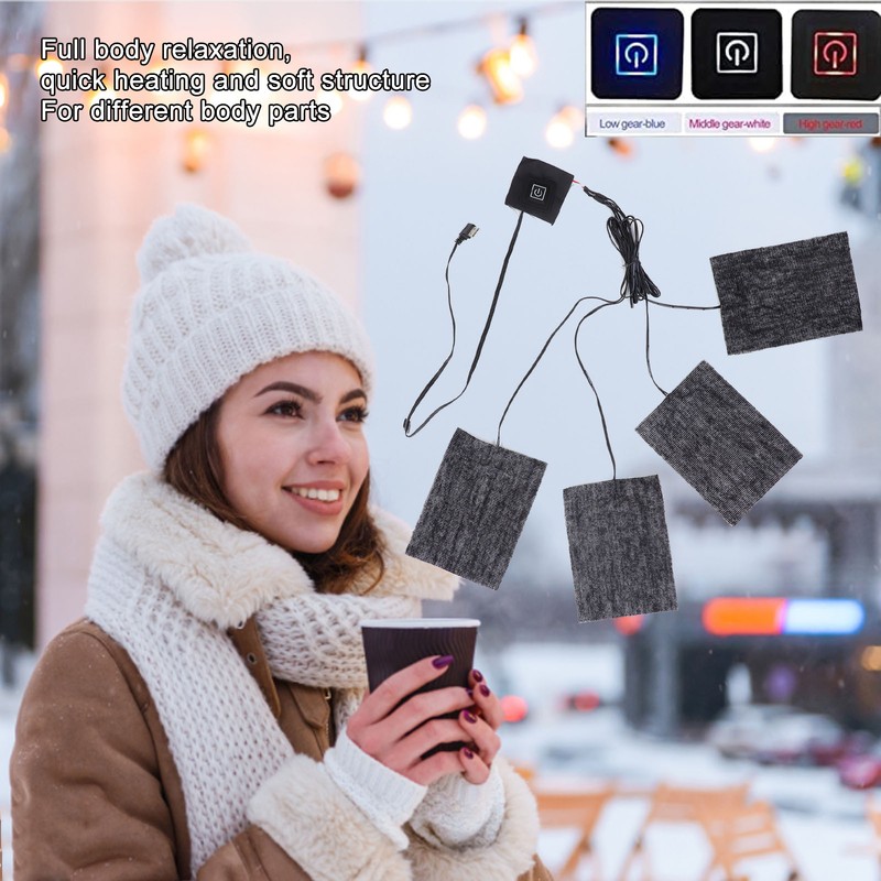 Clothing Electric Heating Pads Winter Camping Adjustable 3 Level Carbon