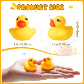 Teling 200 Pcs Mini Rubber Ducks in Bulk Yellow Tiny Baby Shower Ducks Float Squeak Bathtub Duckies Preschool Bath Toy for Birthday Party Gift (Yellow)