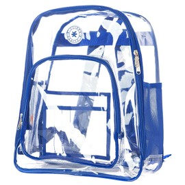 K-Cliffs Clear Backpack Heavy Duty See Through Student Bookbag Large Durable School Bag Quality Transparent PVC Travel Security Workbag Royal Blue
