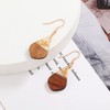 Retro Wooden Resin Geometric Bar Drop Dangle Earrings Layered Leopard