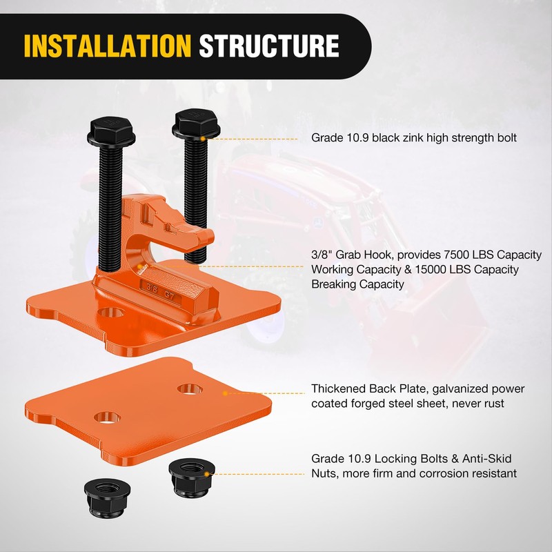 Nilight 2PCS Tractor Bucket Grab Hook 3/8'' Heavy Duty Drop