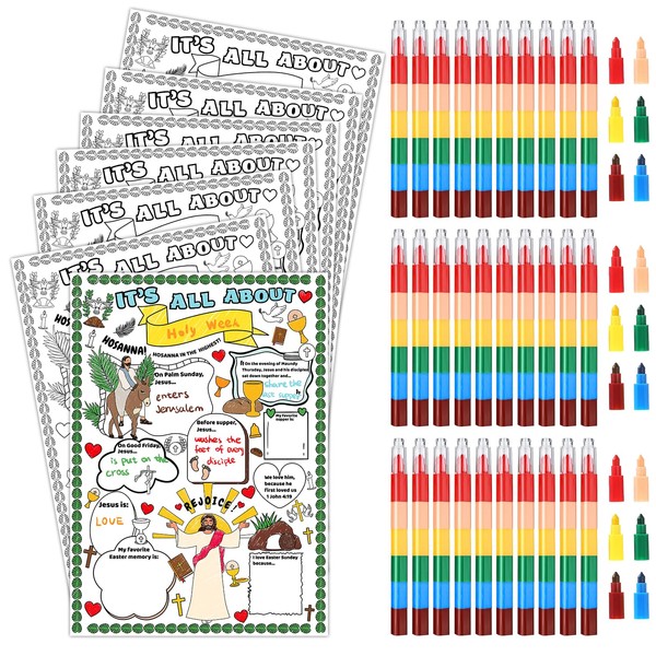 Zoyeven 30pcs All About Holy Week Color Your Own Religious