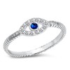 Boho Evil Eye Blue Simulated Sapphire Polished Ring .925 Sterling