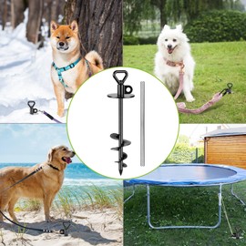 SELEWARE Dog Tie Out Stake Outdoor Anti-Rust Ground Anchor for Large Dogs up to 220 lbs, Free Swivel Dog Stake Dog Camping Gear Twist Rod Included
