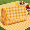 Yellow Checkered Portable Waterproof Foldable Picnic Mat - Outdoor & Camping Essential Checkered Small (S) 3ea