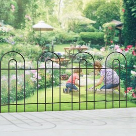FOREHOGAR Garden Fence Border 32inX20ft Black Metal Wire Garden Fencing Panel Outdoor Folding Decorative Fences Flower Lawn Edging for Landscape Patio Yard