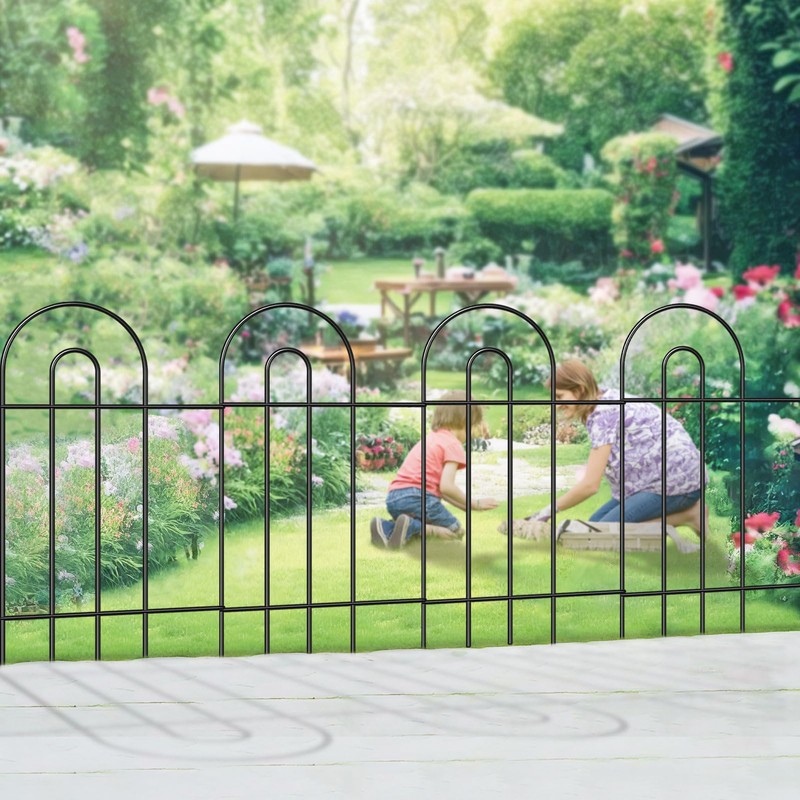 FOREHOGAR Garden Fence Border 32inX20ft Black Metal Wire Garden Fencing