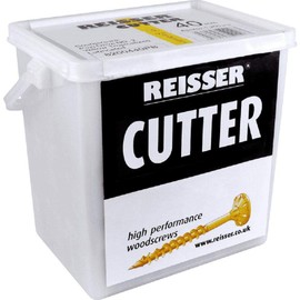Reisser 8221590PB Cutter Pozi Countersunk Yellow Coated Woodscrew 300-Pieces with 2 PZ2 Bits, 5 mm Diameter x 90 mm Length