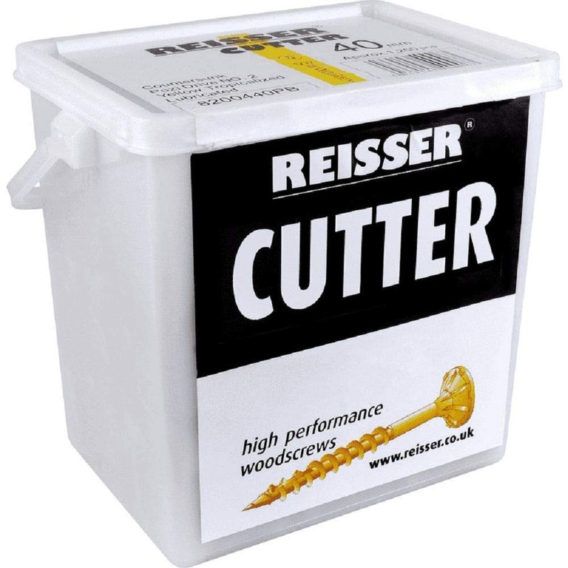 Reisser 8221590PB Cutter Pozi Countersunk Yellow Coated Woodscrew 300-Pieces with
