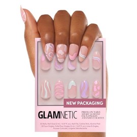 Glamnetic - Clavos de presión para uñas - Wild Card | Acabado UV opaco con forma de almendra corta en punta corta, uñas pastel reutilizables en 12 tam