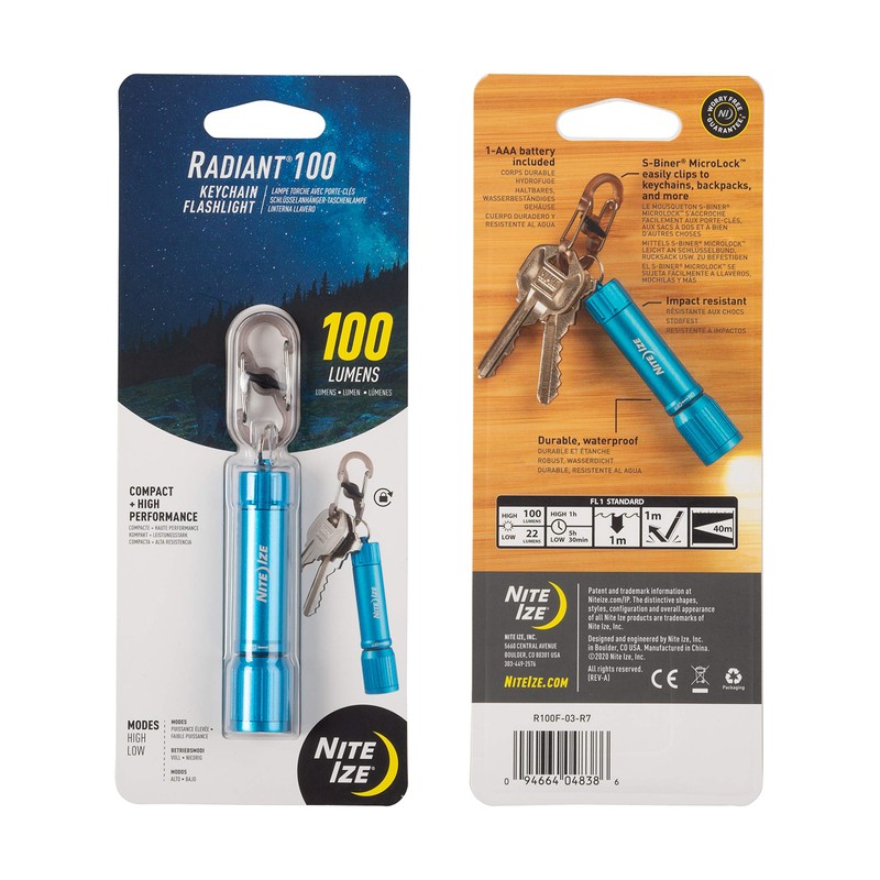 Nite Ize Radiant 100 Keychain Flashlight - Waterproof Mini Keychain