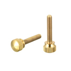 sourcing map Knurled Screws M4 x 25 mm Brass Shoulder Bolts Step Handle Knobs Attachment for PC Electronic Mechanical Pack of 2