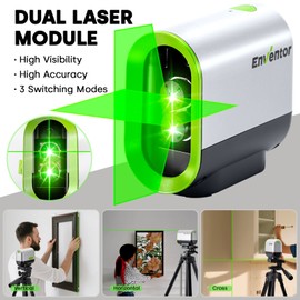 ENVENTOR Laser Level for Picture Hanging – 164FT Green Cross Line, USB Rechargeable, 360° Self Leveling Leveler Tool for Home Use, Waterproof with Magnetic Base