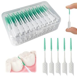 Púas de hilo dental de silicona suave, cepillo interdental para dientes, cepillo interdental desechable, adecuado para limpiar la salud de los dientes (verde, 160 unidades)