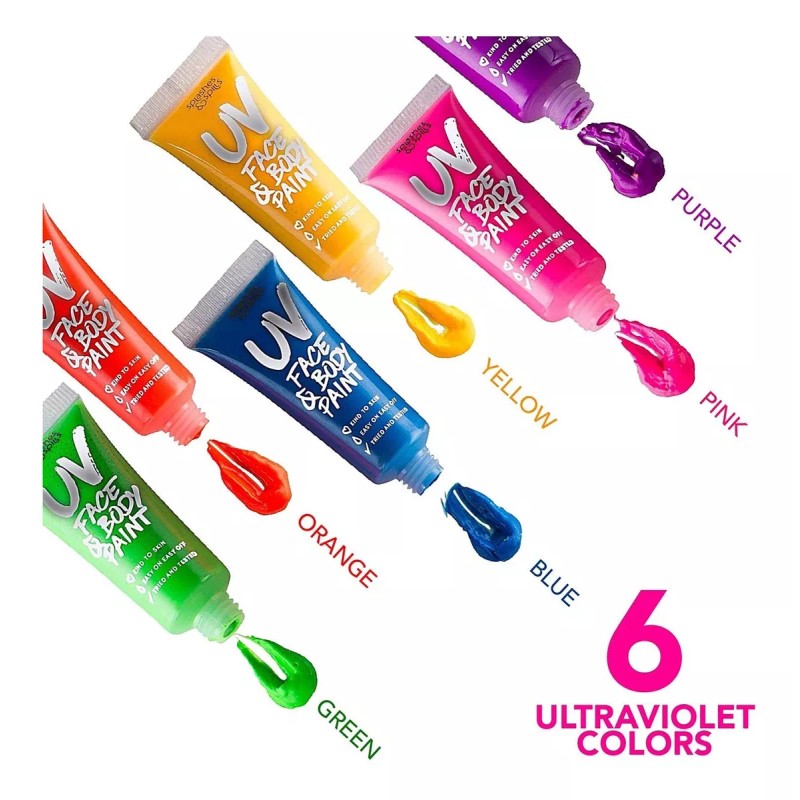 Splashes & Spills Uv Glow Blacklight Pintura Facial Y Corporal