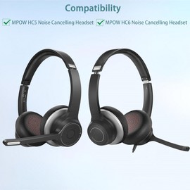 HC6 HC5 Ear Pads, HAIZEEN Ear Pads Compatible with MPOW HC5 HC6 Noise Cancelling Headsets Ear Pads Replacement Cushion (Protein Leather/Memory Foam)