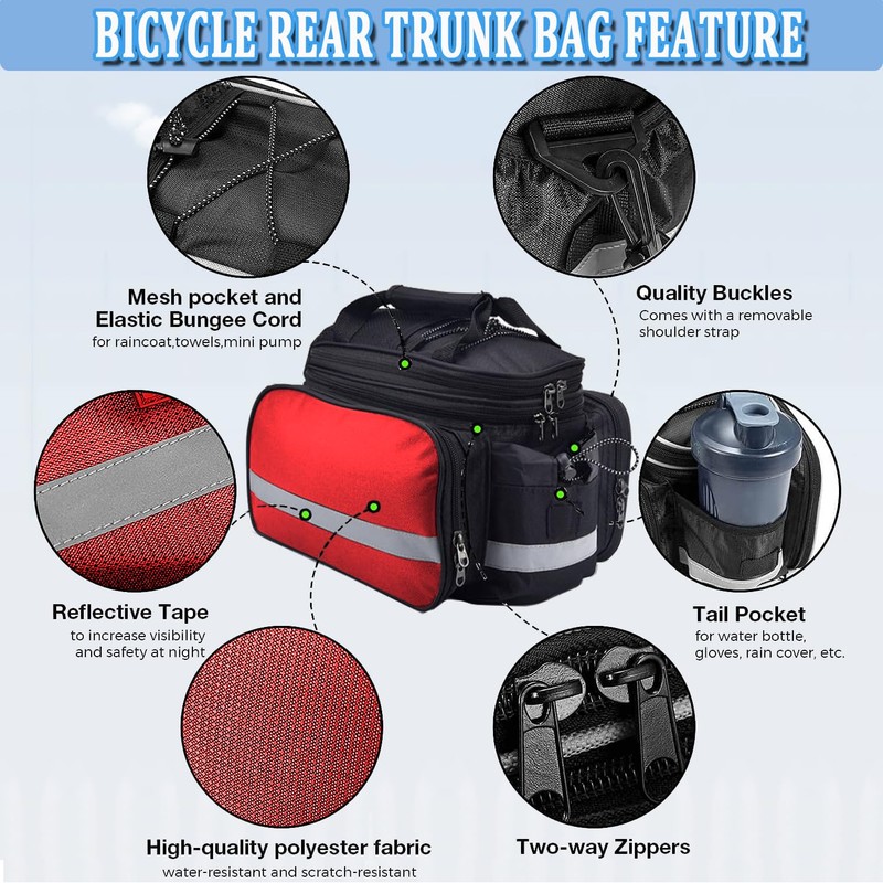 Taeku Bicycle Rear Bag, 27L Multifunctional Waterproof Pack Backpack Bicycle