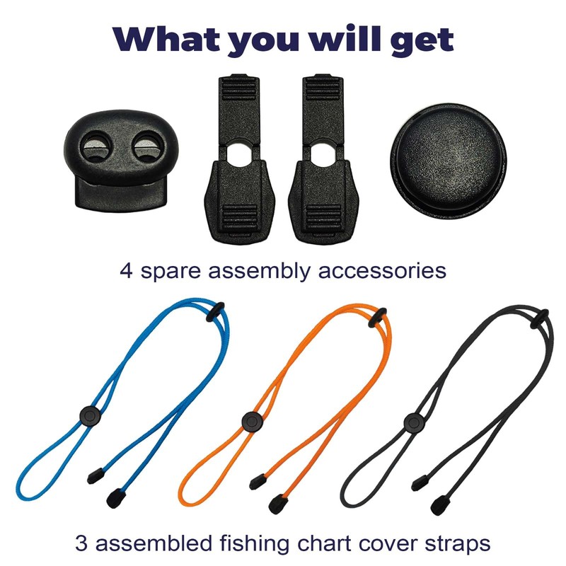3 Pack Adjustable Fishing Graph Cover Straps,Fish Finder Bungee Strap