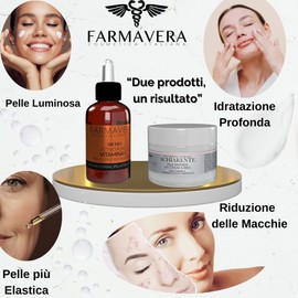 Farmavera Hautpflegeset für das Gesicht, aufhellende Creme und Serum Vitamin C, Anti-Flecken, feuchtigkeitsspendend