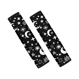 Jeiento 2 PCS Auto Seat Belt Cover Strap Shoulder Pad for for Car,Truck,SUV,Backpack,Shoulder Bag Moon and Star Pattern for Women Ladies Gift
