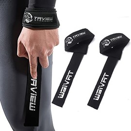Premium Weight Lifting Wrist Hooks Straps for Maximum Grip Support - Deadlift Gloves & Grip Pads Alternative in Fitness Gym Power Training Pull Up Deadlifting & Shrugs (lifting strap balck 3mm thick)
