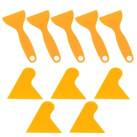 CIYODO 10pcs Car Film Scraper Car Tint Car Squeegee Yellow Tint Film Car Wrap Tools Plastic Scraper Blades Membrane Removing Scraper Triangle Scraper Small Spatula Window Abs Plastic