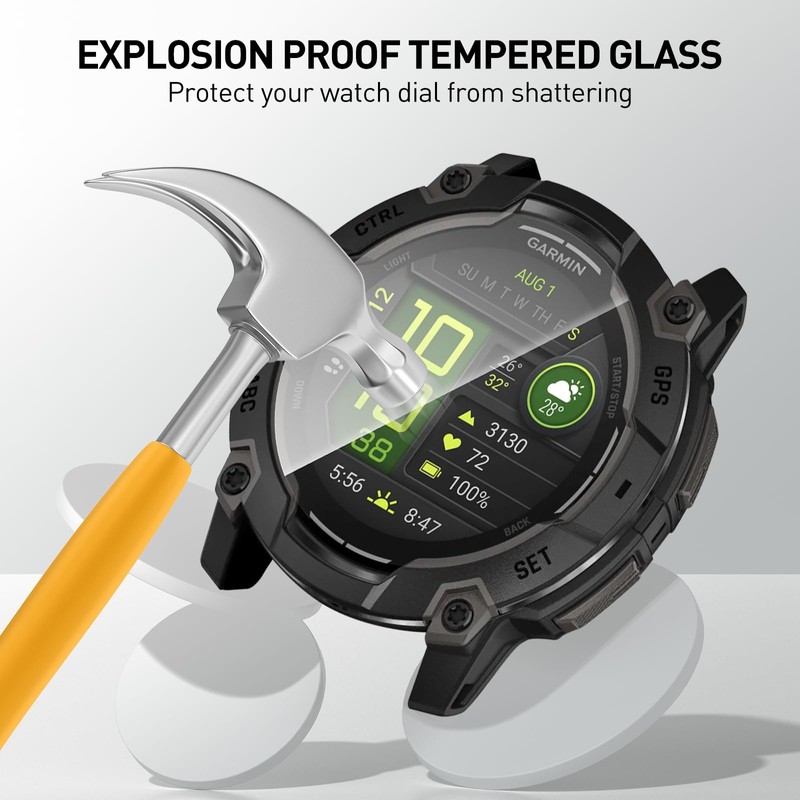 Suoman 3-pack for Garmin instinct 3 50mm AMOLED/Solar Screen Protector,