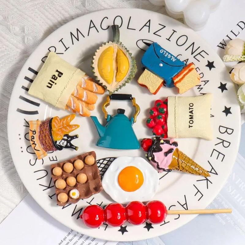 10 Pcs Food Fridge Magnets Cute 3D Magnets for Fridge