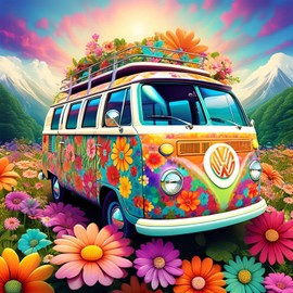 Flowers Bus Diamond Painting Kits for Adults-Flowers Bus Diamond Art Kits for Adults,5D Diamond Painting, DIY Full Drill Diamond Painting Flower Gem Art and Crafts Kit 12x12inch