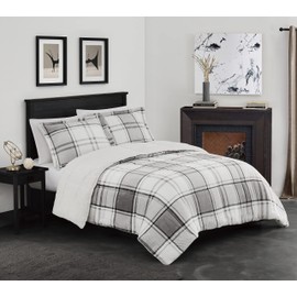 LONDON FOG Ronnie Collection, 2 Piece Comforter Set - Twin/Twin XL, Grey/Plaid