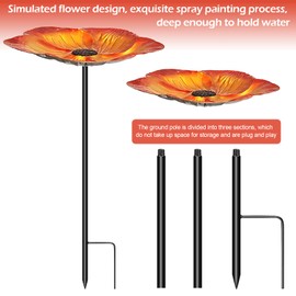 Metal Bird Bath, 25 Inch Rustproof Floral Bird Feeder with Stake, Decorative Sturdy Birdbath for Garden, Yard, Outdoor