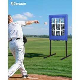 Sturdum Heavy Duty 9 Hole Baseball Pitching Net Pro, Portable 1-Minute Quick Setup Softball Pitching Target with Strike Zone, 4 Adjustable Height Pitcher Training Equipment with Carry Bag