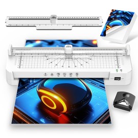 13in Laminator Machine with Paper Trimmer + 50pcs Sheets + Corner Rounder, Dual Hot/Cold Mode | Anti-Jam Technology | 90s Fast Preheat for A3/A4/A5/A6 Home Office School Use