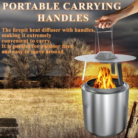 FirePit Heat Deflector for Solo Stove Bonfire 19.5", Portable Heat Diffuser with Carrying Handles for Solo Stove Bonfire, 19.5 Inch Stainless Steel Heat Deflector for Solo Stove Bonfire Accessory