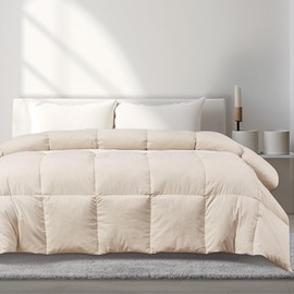 Beautyrest White Feather and Down Comforter Full Queen Size, Ultra-Soft All Season Feather Down Duvet Insert with 4 Corner Tabs, Medium Warmth Year-Round Comfoter 90 x 90 Inch