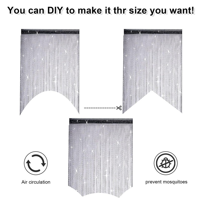 AHEJIOO Pack of 2 String Curtain Black – 100 x