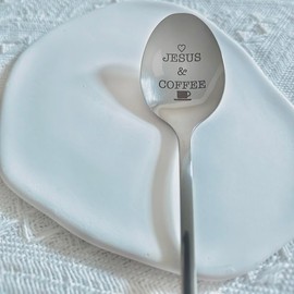 Jesus and Coffee Spoon Gifts for Women Men Coffee Lovers Gift for Dad Grandma Christian Gifts for Coworker Birthday Christmas Gift for Jesus Lovers Mom Papa Coffee Spoons