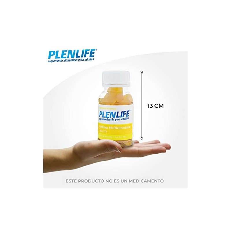PLENLIFE Multivitamínico en gomitas sin azúcar sabor piña, 50 unidades