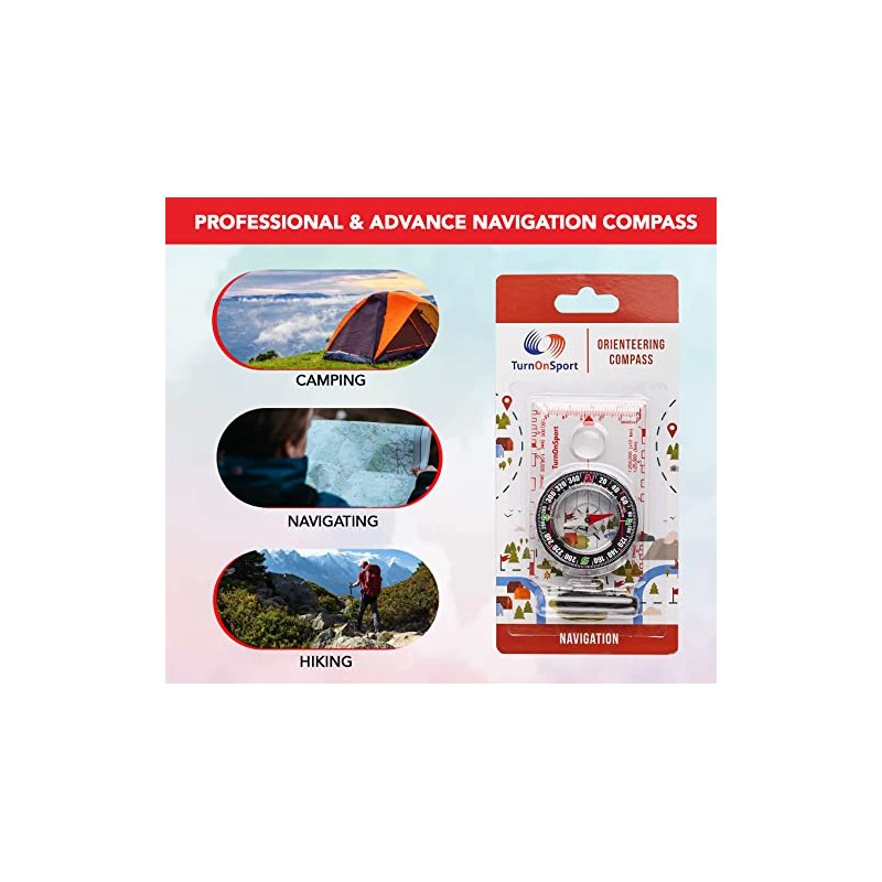 TurnOnSport Brújula de orientación – Brújula exploradora avanzada para senderismo,