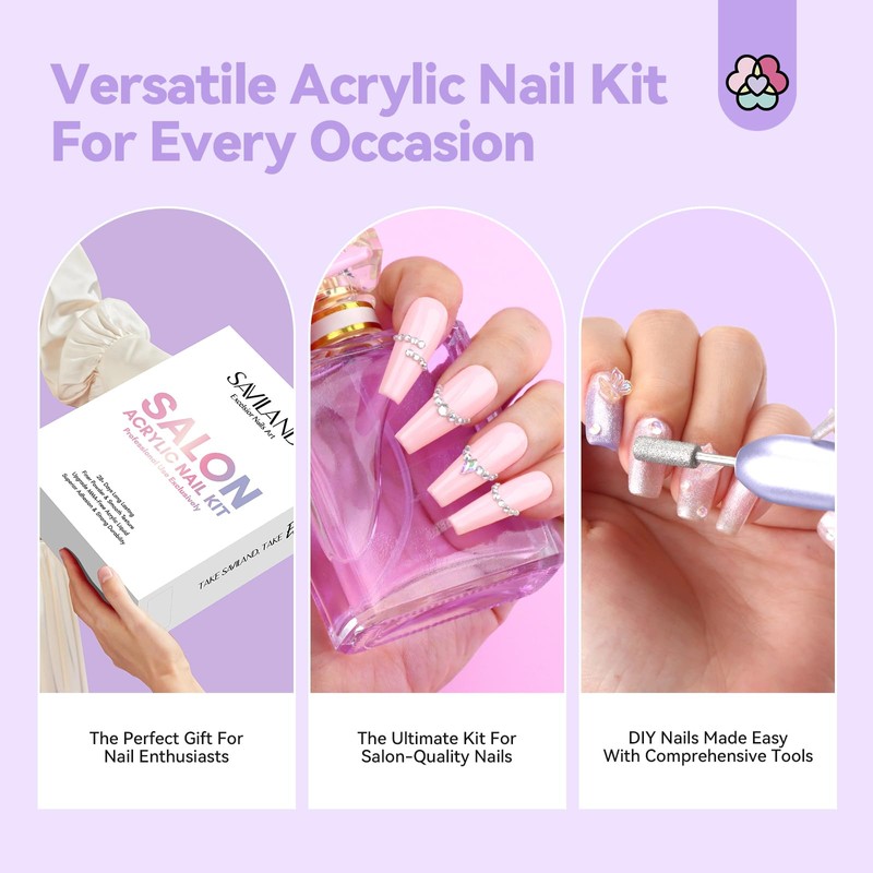 Professional Acrylic Nail Kit with Drill for Salon Extensions