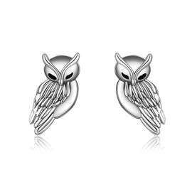 Owl Earrings for Women 925Sterling Silver Owl Earrings Mother's Day Gift, Sterling Silver, Cubic Zirconia