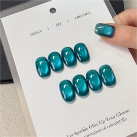 GAOY Jelly Blue Cat Eye Gel Nail Polish, 16ml Glitter Holographic Nail Polish with Magnet, Reflective Translucent UV Gel, 3150 Hidden Lagoon