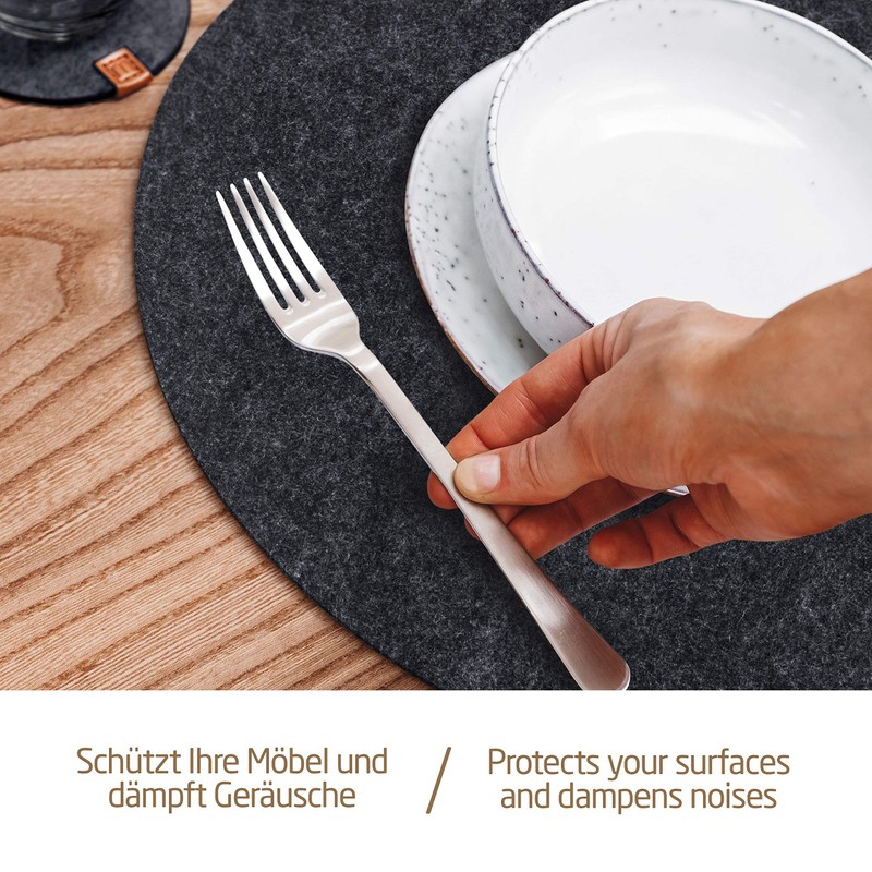Miqio® Felt and Leather Design Place Mats (Round) – Set